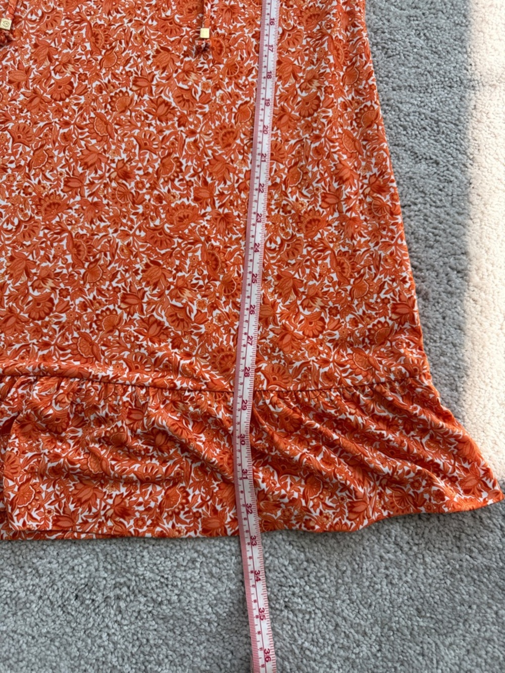 Michael Kors Orange Floral Ruffle-Hem Sleeveless Dress size XS - Picture 5 of 6